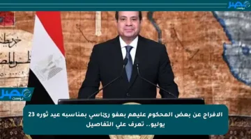 الإفراج عن بعض المحكوم عليهم بعفو رئاسي بمناسبة عيد ثورة 23 يوليو.. تعرف على التفاصيل